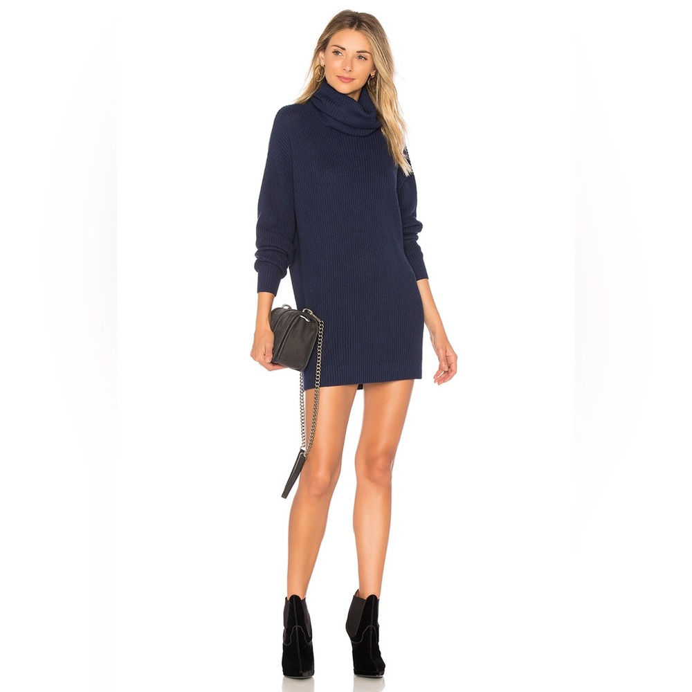 Tularosa Navy Lenox Chunky Turtleneck Tunic Sweater Dress, Navy, XXS